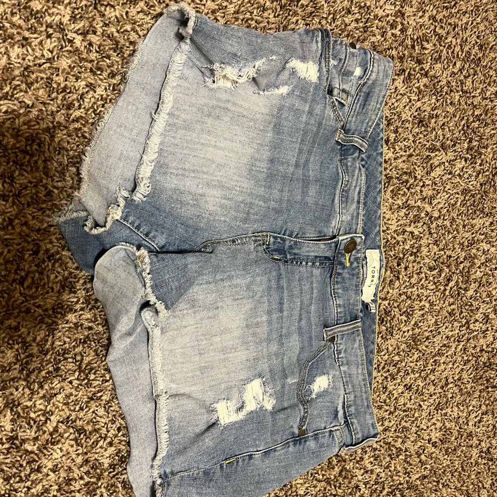 Torrid Faded Blue Ripped Denim Shorts